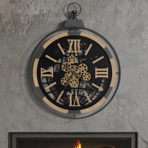 30 Inch Large Rustic Farmhouse Gear Clock with Moving Gears – Vintage Oversized