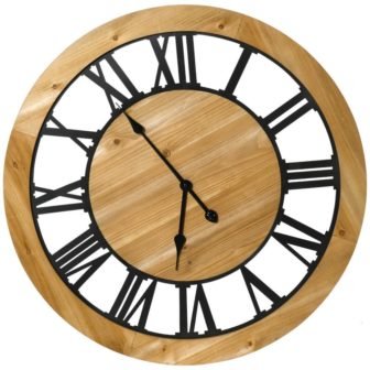 30 in. Large Wall Clock, Silent Non Ticking Metal Wood Farmhouse Clocks...