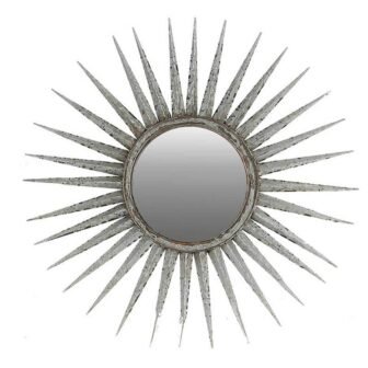30 in. W x 30 in. H Antiqued Silver Gray Sunburst Wall...