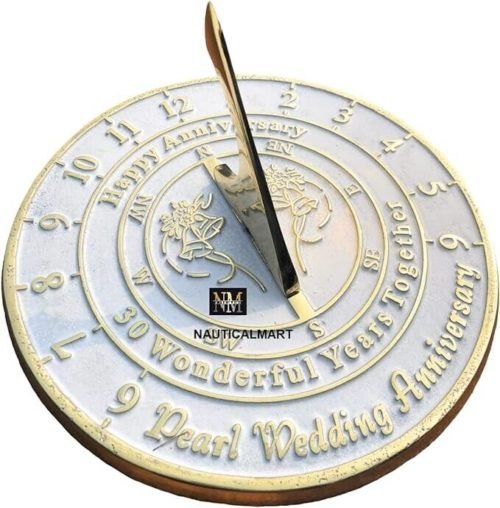 30th Pearl Wedding Anniversary Sundial Gift for Him or Her, Husband or Wife,