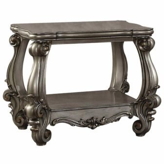 31.1 in. Gray Square Wood End Table with Bottom Shelf