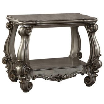 31.1 in. Gray Square Wood End Table with Bottom Shelf