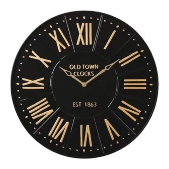 31.25 in. D Black Oversized Modern Farmhouse Metal Enamel Wall Clock