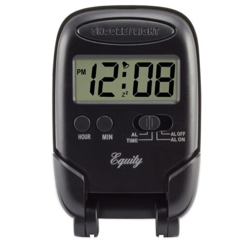 31302 Equity by La Crosse LCD Digital Fold-Up Travel Alarm Clock - Black