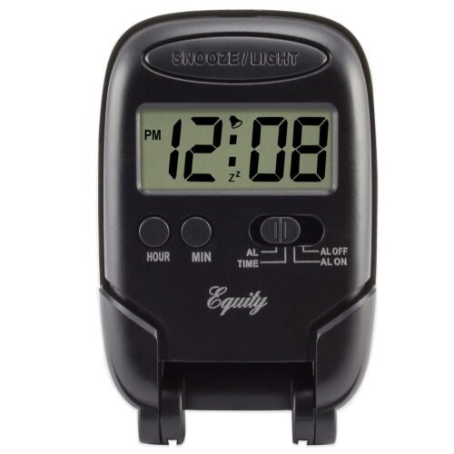 31302 Equity by La Crosse LCD Digital Fold-Up Travel Alarm Clock - Black