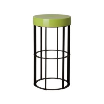 31.5 in. Black Metal Outdoor Milo Pedestal with Apple Green Ceramic Top