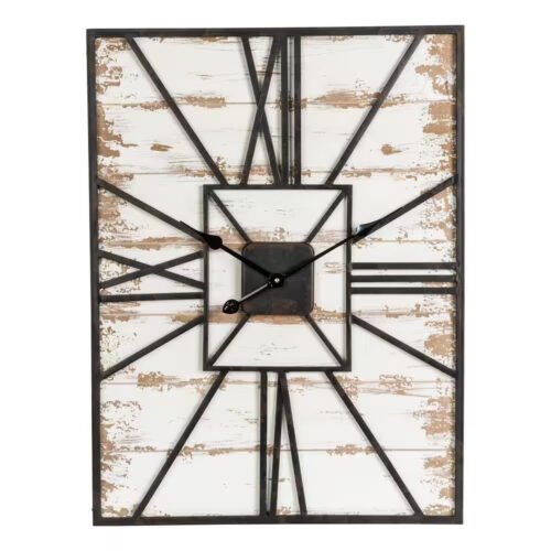 31.5 In. H Oversized Farmhouse Wooden/Metal Wall Clock