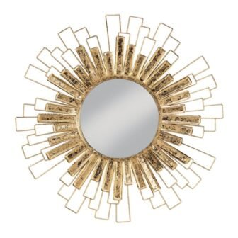31.5 in. x 31.5 in. Classic Round Framed Gold Sunburst Wall Accent...