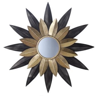 32.75 in. x 32.75 in. Modern Sunburst Framed Multi Colored Decorative Mirror