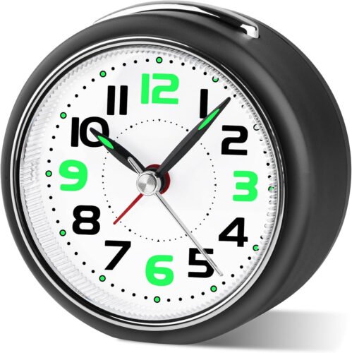 3.27'' Analog Alarm Clock, Small Battery Operated Analog Travel Clock Silent No