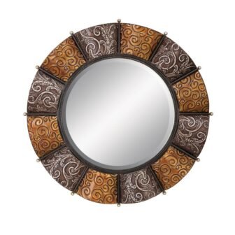32 in. Iron Round Scrollwork Wall Mirror