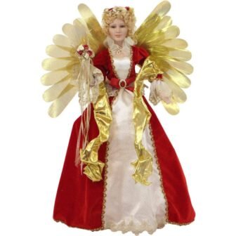 32 in. Standing Angel Figurine with Music, Lights, and Motion, Standing Decor,...