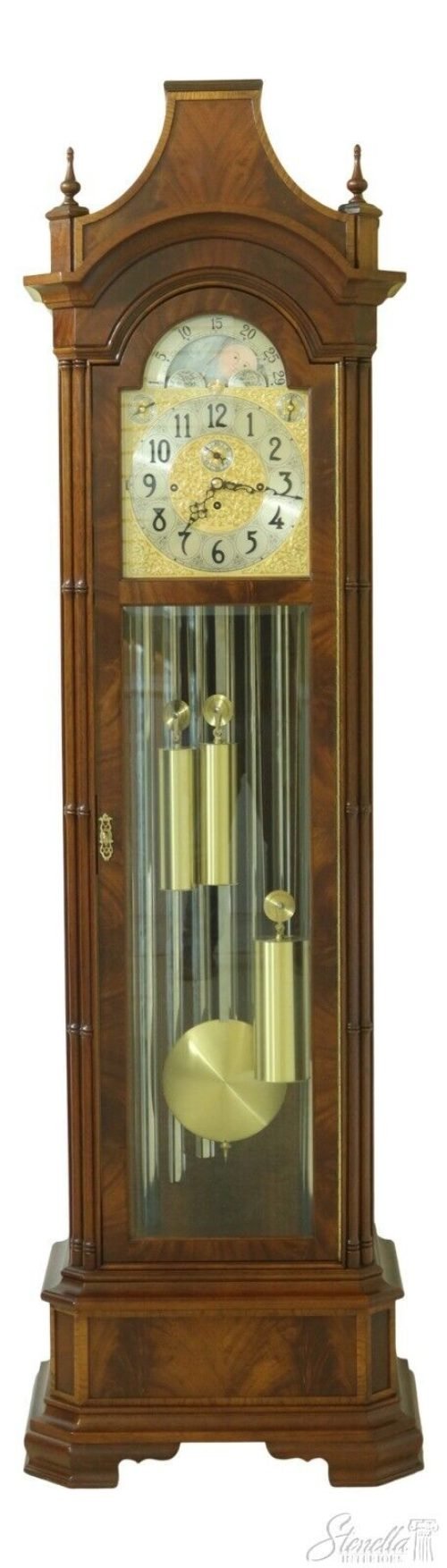 33327EC: HERSCHEDE Flame Mahogany Edinburg 9 Tube Grandfather Clock