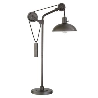 33 in. Gray Industrial Integrated LED Bedside Table Lamp with Gray Metal...