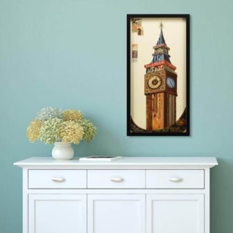 33 in. x 17 in. "Big Ben" Dimensional Collage Framed Graphic Art...