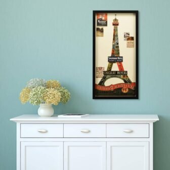 33 in. x 17 in. "Eiffel Tower" Dimensional Collage Framed Graphic Art...