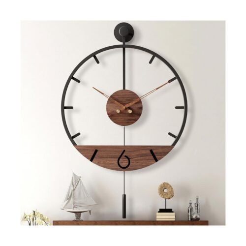 34.6×24 Inch Large Modern Decorative Pendulum Wall Clock,Big Metal Farmhous
