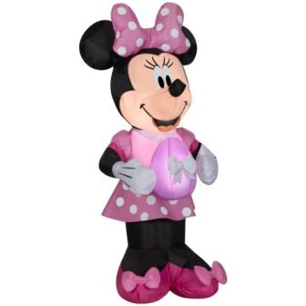 3.5 ft. Tall Airblown Easter Minnie in Pink Polka Dot Dress with...