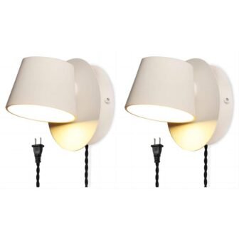 3.5 in 1-Light White LED Wall Lamp with Plug(Pack of 2)