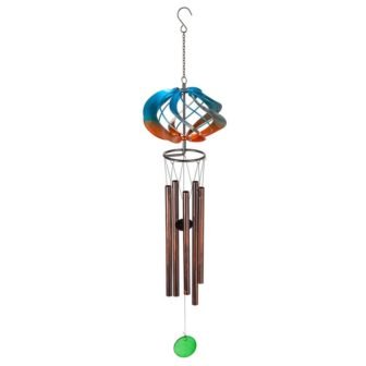 35 in. Orange and Blue Metal Spinner Wind Chime