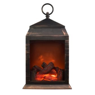 36-Lumen Copper Safe Flameless Fireplace Battery Operated 6-LED Lantern