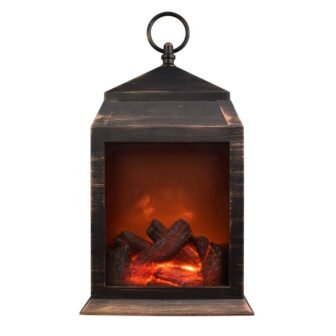 36-Lumen Copper Safe Flameless Fireplace Battery Operated 6-LED Lantern
