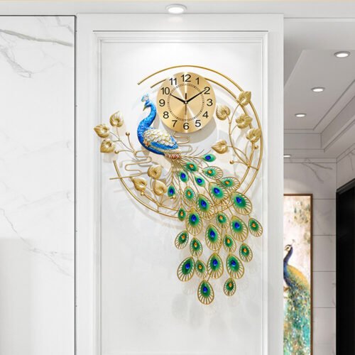 36.6" Luxury Bird Large Wall Clock 3D Metal Living Room Wall Watch Decor USA