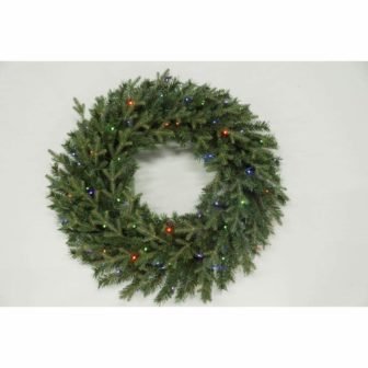 36 in. Battery Operated Mixed Pine LED Pre-Lit Artificial Christmas Wreath with...