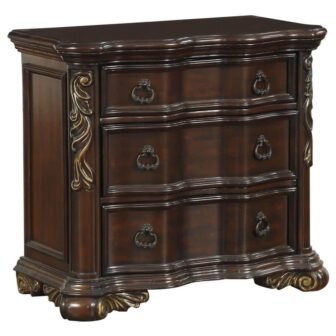 36 in. Brown 3 Drawer Wooden Nightstand