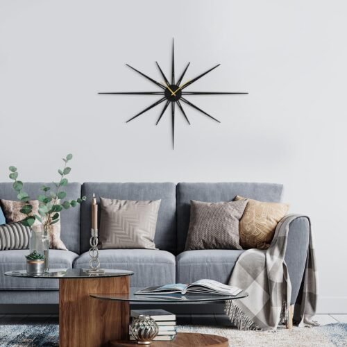 36 Inch Metal Wall Clock Wall Art Decor, 11 Pointed Star Wall Sculpture Clock...