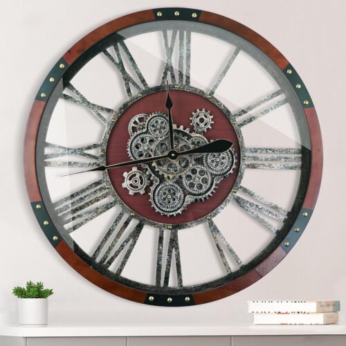 36 Inch Moving Gear Wall Clock, Oversized Wall Clocks, Clock Living Room Decor,
