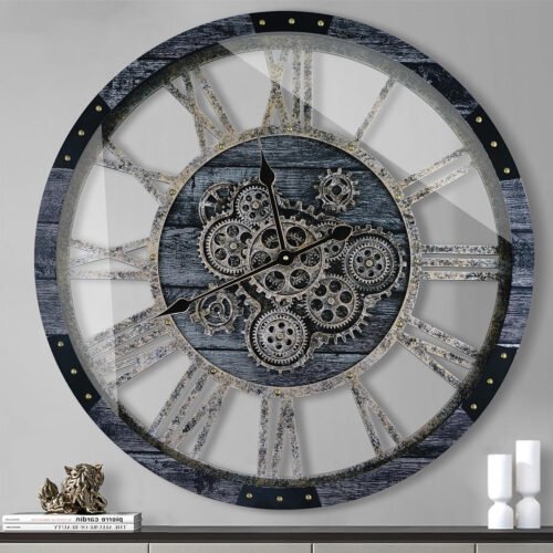 36 Inch Moving Gear Wall Clock, Oversized Wall Clocks, Clock Living Room Decor,