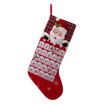 36 in. H Felt 3D Polyester Oversized Count Down Santa Stocking