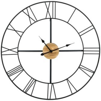 36 in. Large Wall Clock, Silent Non Ticking Wood Metal Farmhouse Clocks