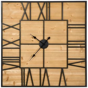 36 in. Large Wall Clock, Square Silent Non Ticking Metal Wood Farmhouse...