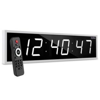 36 in. White Large Digital Wall Clock, LED Wall Clock with Stopwatch