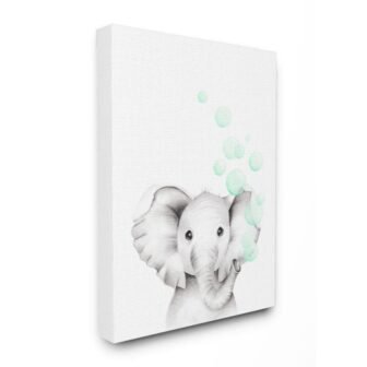 36 in. x 48 in. "Cute Cartoon Baby Elephant Zoo Painting" by...
