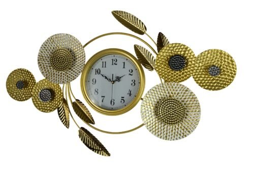 37" Metal Gold Sunflower Wall Clock