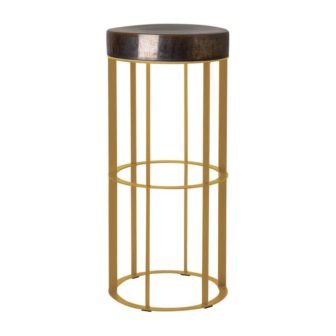 38.5 in. Gold Metal Outdoor Milo Pedestal with Gun Metal Ceramic Top