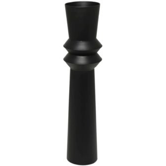 38 in. Black Tall Art Deco Fluted Floor Metal Decorative Vase