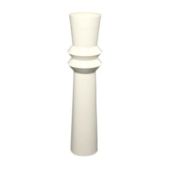 38 in. Cream Tall Art Deco Fluted Floor Metal Decorative Vase