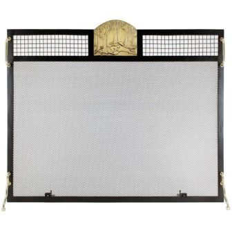 38 in. L Polished Brass and Matte Black 1-Panel Forest Fox Emblem...