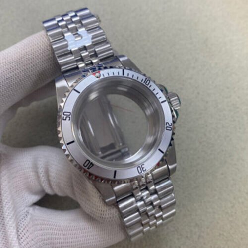 39.5MM Steel Watch Case Vintage Flat Glass Case + Strap for NH35 NH36 Movement