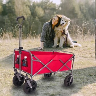 3.9 cu. ft. Steel Wagon Cart 150 lbs. Load Collapsible Cart Portable...