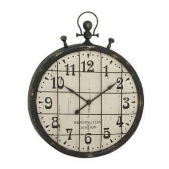 39 in. x 50 in. Black Metal Pocket Watch Style Wall Clock