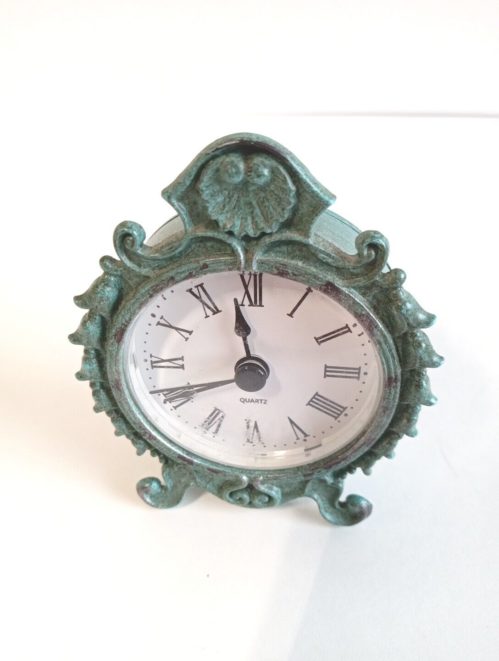 3 " Blue Pewter Table Clock. Vintage Appeal. Timeless Piece of Decor to any Room photo