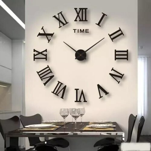 3D Acrylic Digital Wall Clock Roman Numerals Design Mirror Wall Clock Fashion