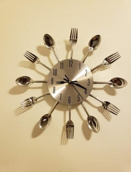 3D Creative Spoon Fork Kitchen Wall Clock Kitchen Decor