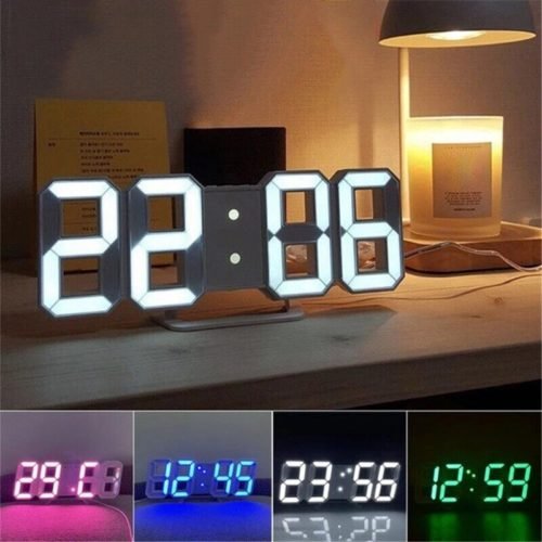 3D Digital LED Big Wall Desktop Alarm Clock Snooze 12/24 Hours Auto Brightness