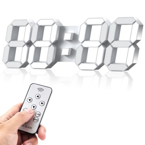 3D Digital Wall Clock 15 Inch 12 24 Hours Auto Brightness Alarm Remote Control